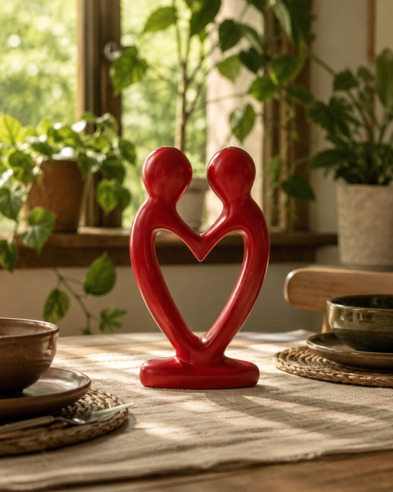 Soapstone Red Heart Couple