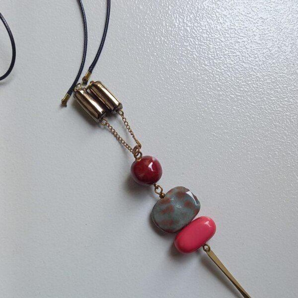 Earthy Tones & Rose Handcrafted Beaded Necklace