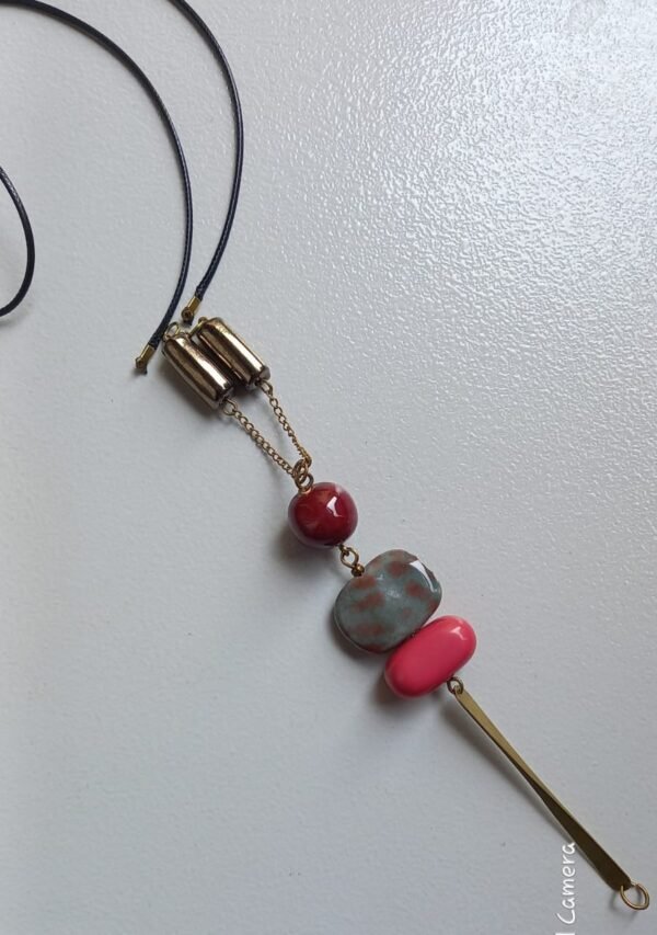 Earthy Tones & Rose Handcrafted Beaded Necklace