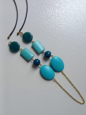 Turquoise & Teal Cascade Beaded Necklace