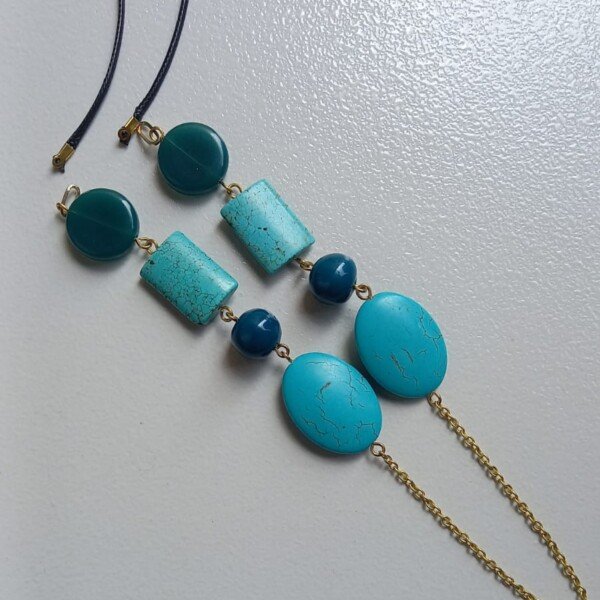 Turquoise & Teal Cascade Beaded Necklace