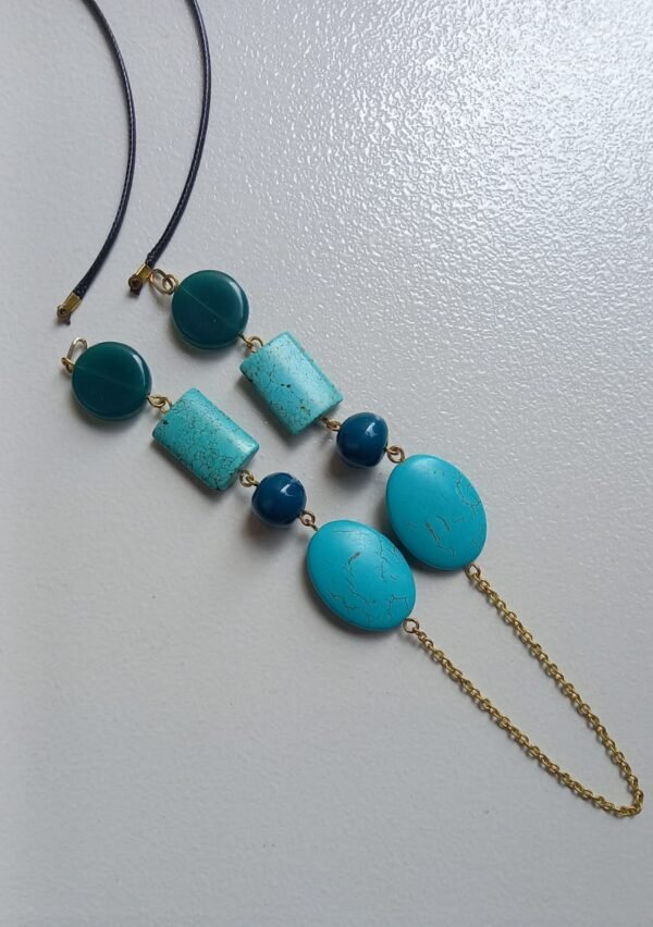 Turquoise & Teal Cascade Beaded Necklace