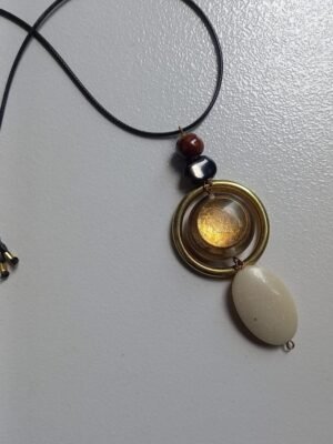 Golden Halo Stone Pendant Necklace