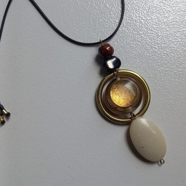 Golden Halo Stone Pendant Necklace