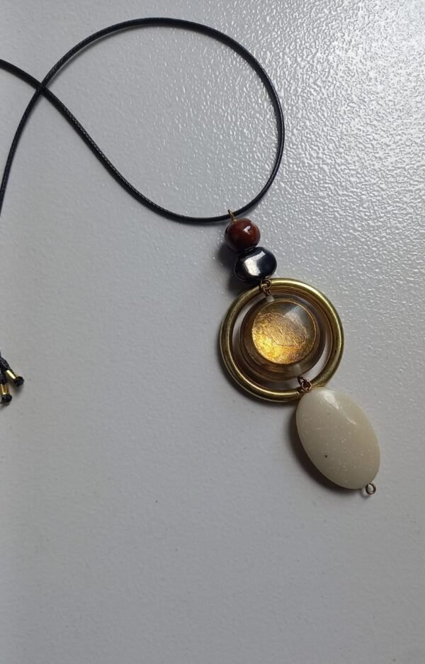 Golden Halo Stone Pendant Necklace