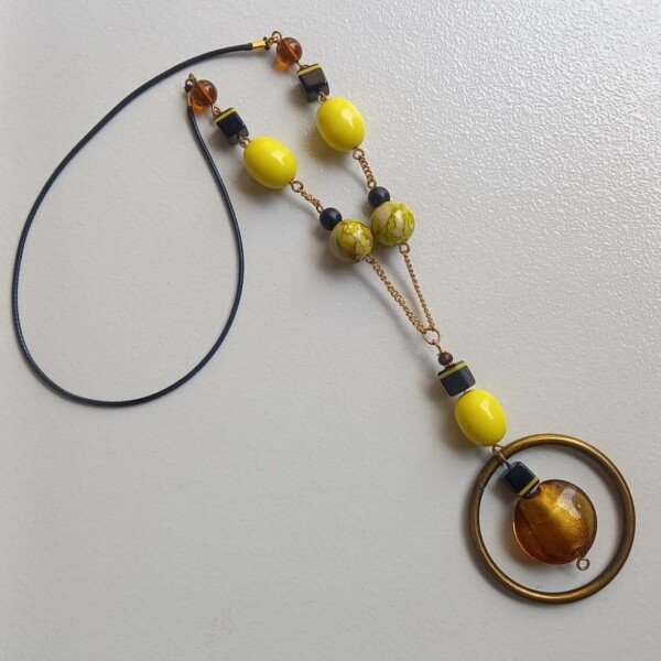 Golden Amber Halo Necklace