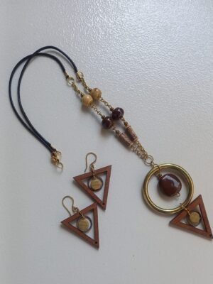 Golden Wooden Jewelry Set
