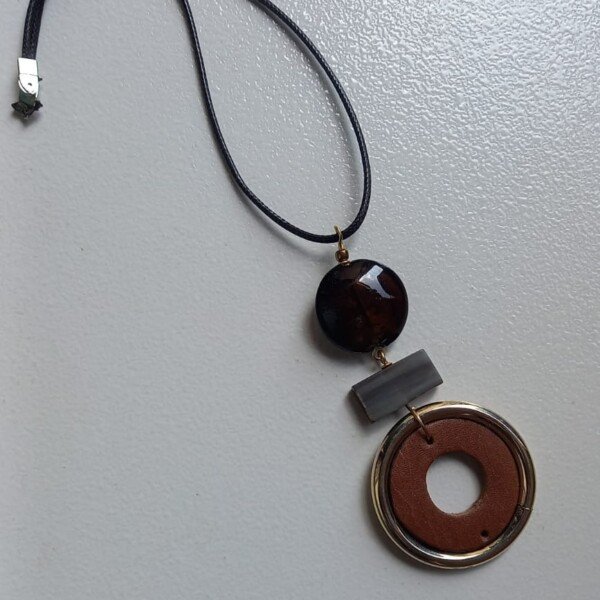 Amber Earth Geometric Necklace