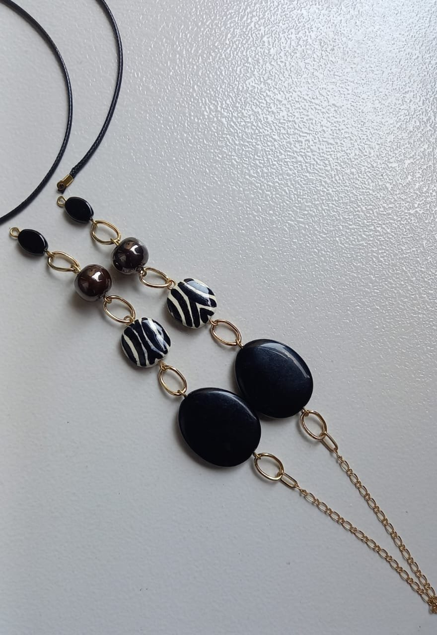 Zebra Noir Chain Necklace